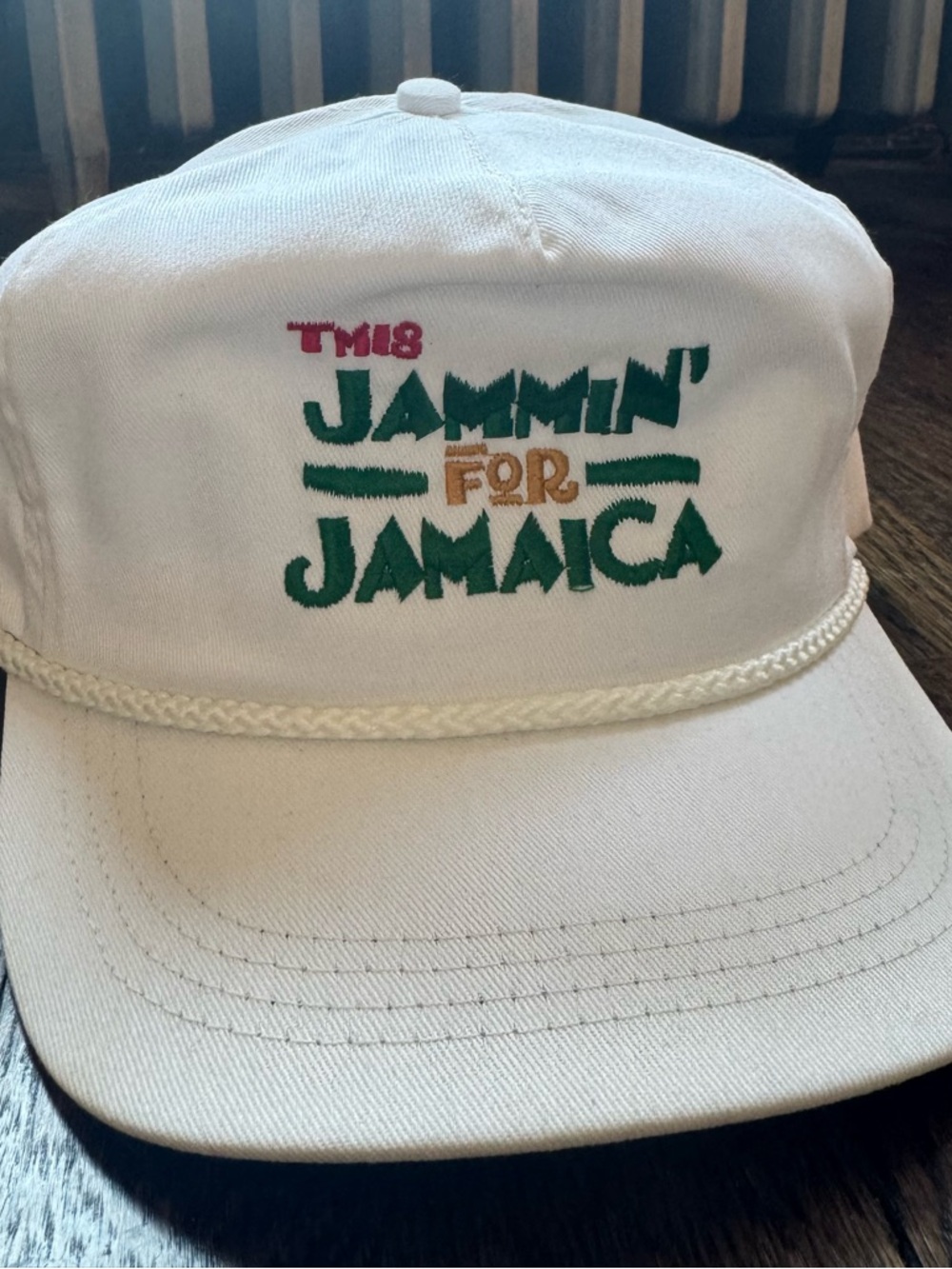 VINTAGE ‘90s Jammin' for Jamaica White Trucker Rope Hat w/ Leather Strap NWOT